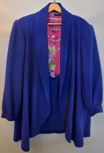 lot 251K image: LR - Vintage Princess Florence Skirt Suit & Blouse - Vintage Wool - Blue