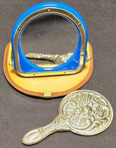 lot 256K image: LR - Janeke Folding Mirror with Leather Case (Made in Italy) & Silver-tone Hand Mirror