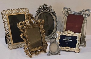 lot 257K image: LR - Antique Ornate Picture Frames (Lot of 7) - Silver-Plated & Gold-Tone