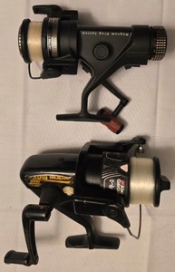lot 273K image: LR - Pair of Quantum QMD Series Spinning Reels and Abu Garcia Cardinal Black Max Spinning Reel