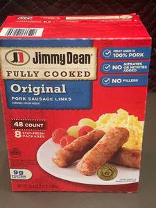 lot 153 image: F - Jimmy Dean Original Fully Cooked Pork Sausage Links - 48 Count (8-Pack)