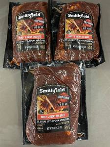 lot 156 image: I - Smithfield St. Louis Style Pork Spareribs - 12 Slab - Sweet & Smoky BBQ Sauce - 3-Pack