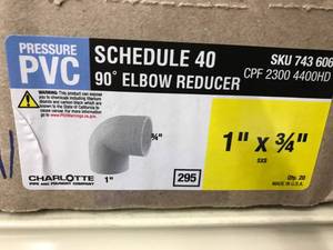lot 94 image: PVC SCH40, 90 ELBOW REDUCER