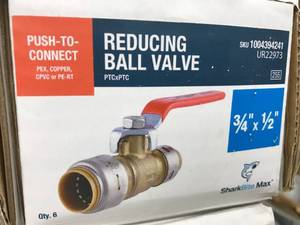 lot 119 image: PUSH TO CONNECT REDUCING BALL, 34 X 12 SHARKBITE