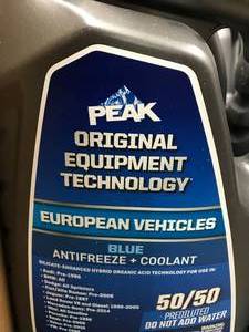 lot 180 image: 2  1 GAL EA BLUE PEAK EUROPEAN VEHICLE ANTIFREEZE & COOLANT