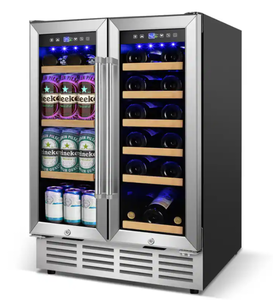 HOOURE - 24in. Dual Zone 22-Wine Bottles and 96 Cans Wine Cooler Fridge with Adjustable Feet Frostless - Stainless Steel (Minor Transit Damage)