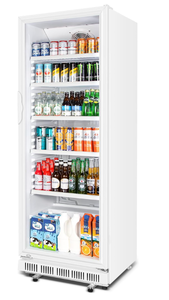 Velieta Commercial Beverage Refrigerator, 24.5 Inch 15 Cu. Ft. Drink Fridge, Display Refrigerator with Glass Door, Commercial Display Fridge with 5 Adjustable Shelves, for Shops, Restaurants, Bars (Minor Transit Damage)