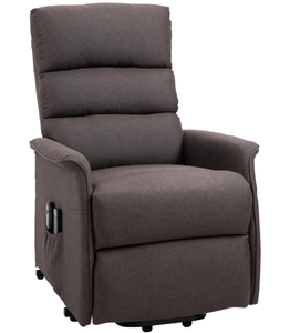 lot 11 image: HOMCOM Power Lift Assist Recliner Chair for Elderly with Remote Control, Linen Fabric Upholstery, Brown