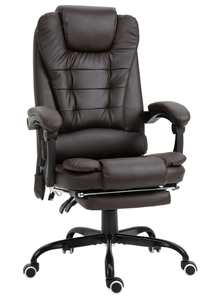 lot 67 image: Vinsetto 7-Point Vibrating Massage Office Chair High Back Massaging Office Desk Chair with Lumbar Support, Footrest, Brown (Maybe Missing Hardware. Attempted To Assemble)
