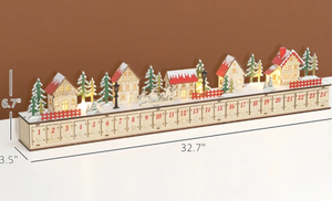 lot 100 image: HOMCOM Christmas Advent Calendar with 24 Countdown Drawers and LED Lights, Wood-Effect Advent Calendar, Battery Operated (Minor Transit Damage Tip Of 1 Tree Broken Off)