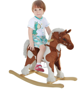 lot 108 image: Qaba Toddler Rocking Horse, Kids Plush Rocking Chair Toy with Nursery Rhyme Music Brown