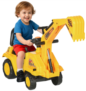 lot 112 image: HOMCOM 2 in 1 Ride On Toy Digger Digger Tractor Pulling Cart Pretend Play Construction Truck