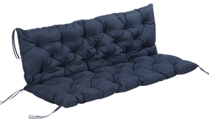 lot 114 image: Outsunny 59 x 38 Tufted Bench Cushion for Outdoor Furniture, 3-Seater Replacement for Swing Chair, Patio SofaCouch, Dark Blue