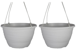 lot 200 image: The HC Companies 13 Inch Wrapt Hanging Planters, Lightweight UV-Resistant Plastic Hanging Planters for Indoor & Outdoor Plants, 2-Pack Hanging Flower Pots for Garden, Patio & Home Decor, White