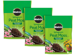 lot 209 image: Miracle-Gro Sphagnum Peat Moss, Enriched with Plant Food, Add to Potting Mixes and Native Soil, 8 qt., 3-Pack