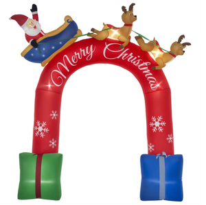 lot 312 image: Outsunny 9ft Christmas Inflatables Outdoor Decorations Arch with Santa Claus Riding a Sled, Blow-Up LED Yard Christmas Decor for Garden, Lawn, Party
