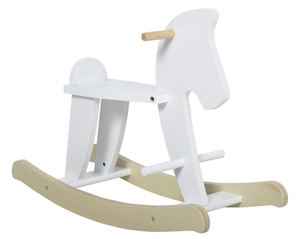 lot 313 image: Qaba Wooden Rocking Horse Toddler Baby Ride-on Toys for Kids 1-3 Years with Classic Design & Solid Workmanship, White (Minor Transit Damage)