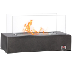 lot 314 image: HOMCOM Tabletop Fireplace, 13 Concrete Alcohol Fireplace for Indoor and Outdoor, 0.04 Gal Max 195 Sq. Ft. - Light grey