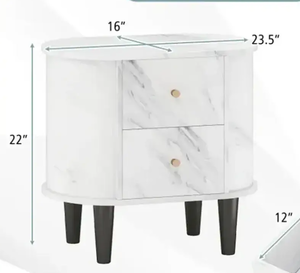 lot 331 image: Costway 2-Drawer Nightstand Modern Faux Marble Bedside Table with Storage