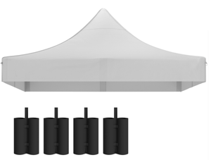 lot 406 image: Outsunny 10 x 10 Replacement Canopy Top for Pop Up Canopy Tent with 4 Sand Bags, UPF50 Protection, White (Only Cover)