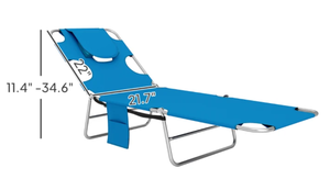 lot 411 image: Outsunny Folding Outdoor Chaise Lounge Sun Tanning Chair with Face Cavity, Pillow, 5-level Adjustable for Beach, Pool, Light Blue
