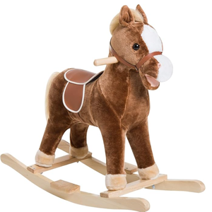 lot 426 image: Qaba Kids Plush Toy Rocking Horse Ride on with Realistic Sounds - Brown