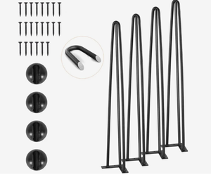 lot 432 image: VEVOR Hairpin Table Legs , Set of 4 Desk Legs 900lbs Load Capacity, Hairpin Desk Legs 3 Rods for Desk Chairs Bench Dining End Table, Solid Carbon Steel Heavy Duty Furniture Legs Black