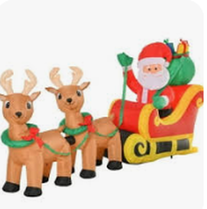 lot 437 image: Airblown Inflatable Santa Sleigh and Reindeer Scene