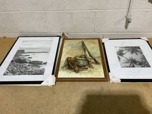 lot 325 image: LOT OF 3 Wall Art Frames Threshold, Open Road Brand