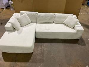 lot 10 image: Modern Chenille Upholstered L-Shaped Sectional Sofa, 108 Inches Modular Couch Set W  6 Pillows, Right Chaise, Free Combination, Beige-Living RoomBedroom