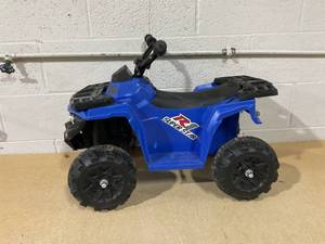 lot 203 image: Dorsa 3201-P-BLUE 6V Childrens Electric Mini ATV,4 Wheel Ride on Car,Music Early Education,Suspension,LED Lights,Treaded Tires,Engine Sounds for Child Blue
