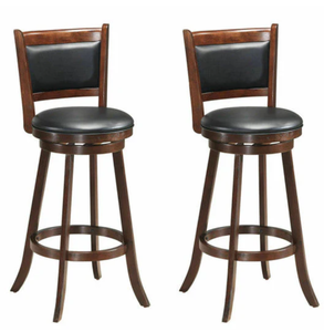 lot 51 image: Costway 29 Set of 2 Brown Swivel Bar Height Stool Wood Dining Chair Barstool