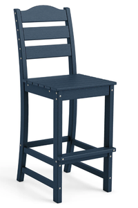 lot 330 image: Costway 30-inch counter height bar stool with backrest and footrest, Navy (Missing Manual)