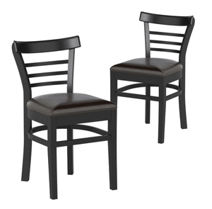 lot 335 image: Costway Set of 2 Wooden Dining Chair with Rubber Wood Legs for Restaurant-Black