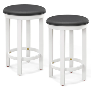lot 336 image: Giantex Bar Stools Set of 2, 22-Inch Counter Height Stools with Round Seat, Footrest, Wooden Frame