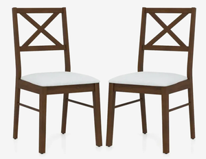 lot 341 image: Costway Upholstered Side Dining Chairs Set of 2 with Rubber Wood Frame
