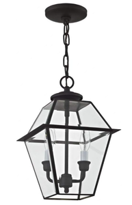 lot 25 image: Livex Lighting 2285-04 Westover 2-Light Outdoor Hanging Lantern, Black, 15.00x9.00x9.00 (Attempted To Assemble)