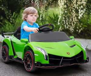 lot 26 image: Aosom Lamborghini Veneno Licensed 12V Electric Kids Ride on Car with Bluetooth, Remote, Green