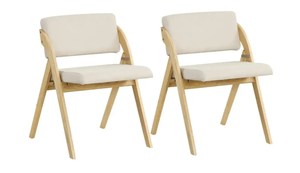 lot 54 image: Costway Set of 2 Folding Kitchen Dining Chairs with Rubber Wood Legs