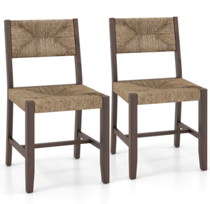 lot 56 image: Costway Wooden Dining Chair Set Of 2 For Kitchen Dining Room-Brown