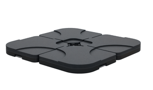 lot 121 image: Outsunny 4 Pieces Cantilever Patio Umbrella Base Stand, Outdoor Offset Umbrella Weight Plates, 158 lb Capacity Sand or 60 Liter Capacity Water, Black