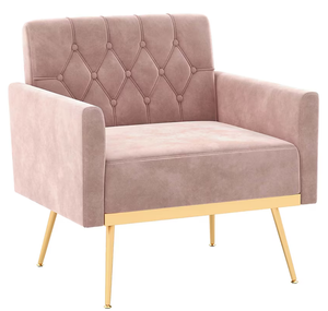 lot 122 image: Costway 25-in W Modern Pink Velvet Accent Armchair