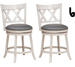 lot 89 image: LOT OF 3 Costway White Swivel Hand Antiqued Stool (Sets of 2)