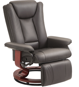 lot 90 image: HOMCOM Relaxsessel mit Liegefunktion, drehbar, bis 150 kg, Kunstlederbezug, Stahlrahmen, Braun