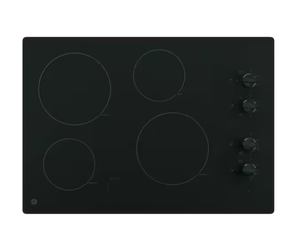 lot 92 image: GE 30 in. 4 Burner Element Radiant Electric Cooktop in Black including 2 Power Boil Burners