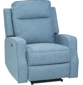 lot 94 image: HOMCOM Electric Power Recliner, Wall Hugger Armchair with USB Charging Station, Sofa Recliner with Linen Upholstered Seat and Retractable Footrest, Blue