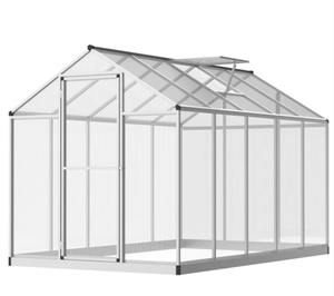 lot 95 image: Outsunny 10 L x 6 W Walk-In Polycarbonate Greenhouse with Roof Vent for Ventilation & Rain Gutter for Winter