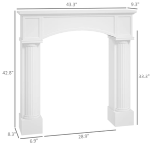 lot 144 image: HOMCOM Modern Fireplace Mantel, Freestanding Fireplace Surround for Electric Fireplaces, 43.3 W x 39.8 H, White