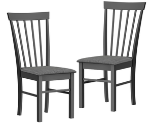 lot 354 image: HOMCOM Wooden Dining Chairs Set of 2, Farmhouse Upholstered Kitchen Chairs with Rubber Wood Frame for Living Room, Dining Room, Black and Gray