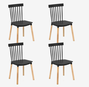 lot 362 image: Costway Set of 4 Windsor Dining Chairs with Spindle Backs and Curved Seats